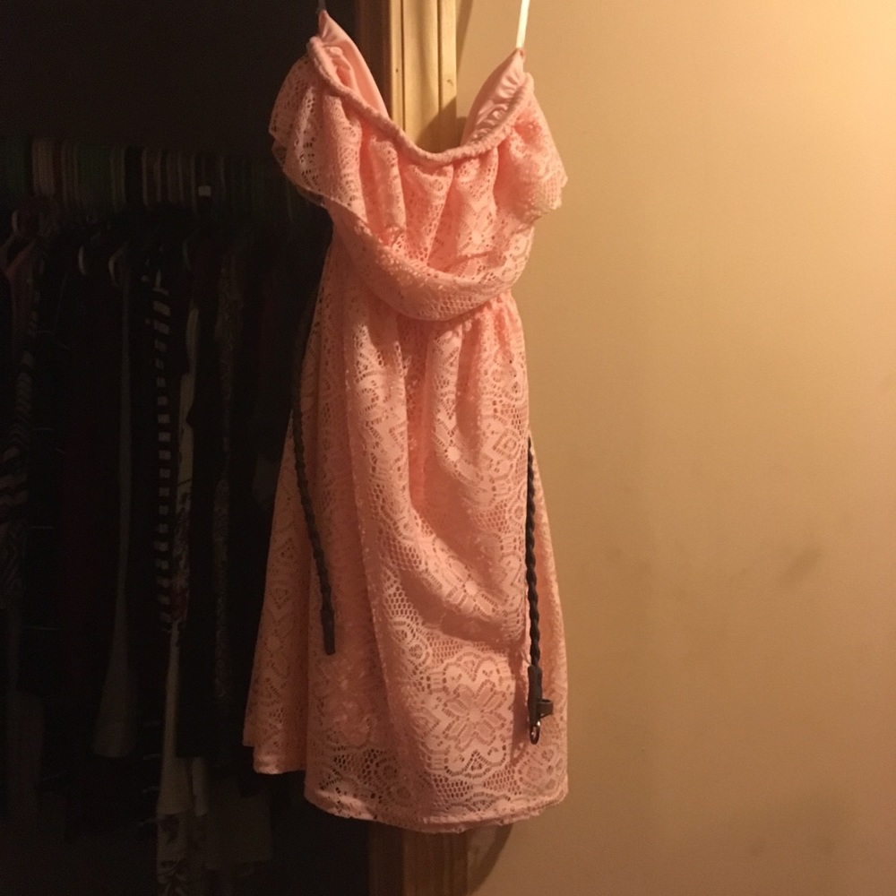 Coral pink dress with belt